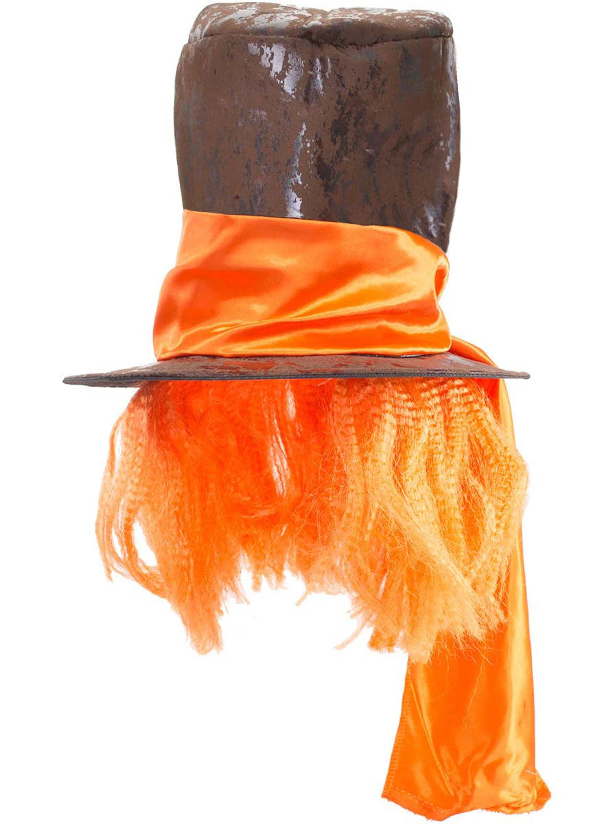 Mad Hatter of Wonderland Costume Top Hat with Orange Hair - New