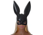 Sultry Black Bunny Half Mask Costume Accessory - Genuine Heaven Costumes - New