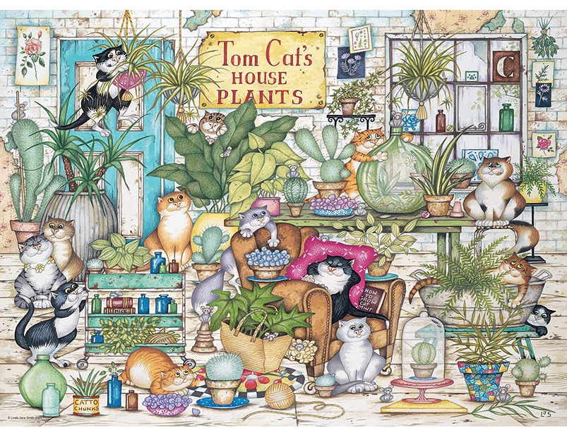 Ravensburger - Crazy Cats Tom Cat's House Plants Puzzle 500pc