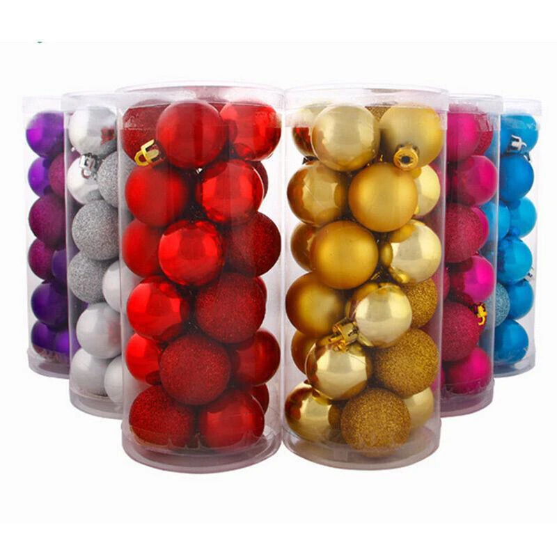 24Pcs/Pack Christmas Tree Xmas Balls Decorations Baubles Party Wedding Ornament