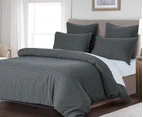 CleverPolly Premium Waffle Microfibre Quilt Cover Set - Dark Grey