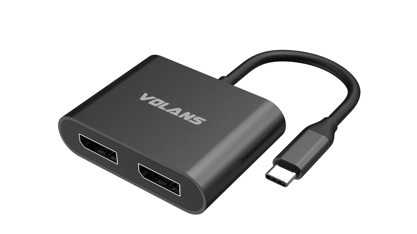 VOLANS VL-UC2DP Aluminium 8K USB-C to Dual DisplayPort Adapter with MST Dual Monitor