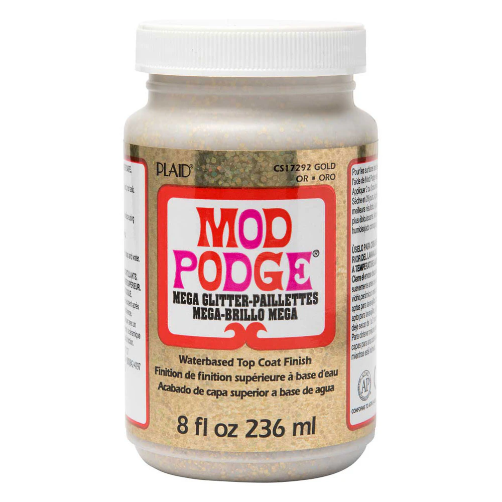 Mod Podge Mega Glitter Water Based Top Coat Finish GOLD 8 fl oz (236ml)