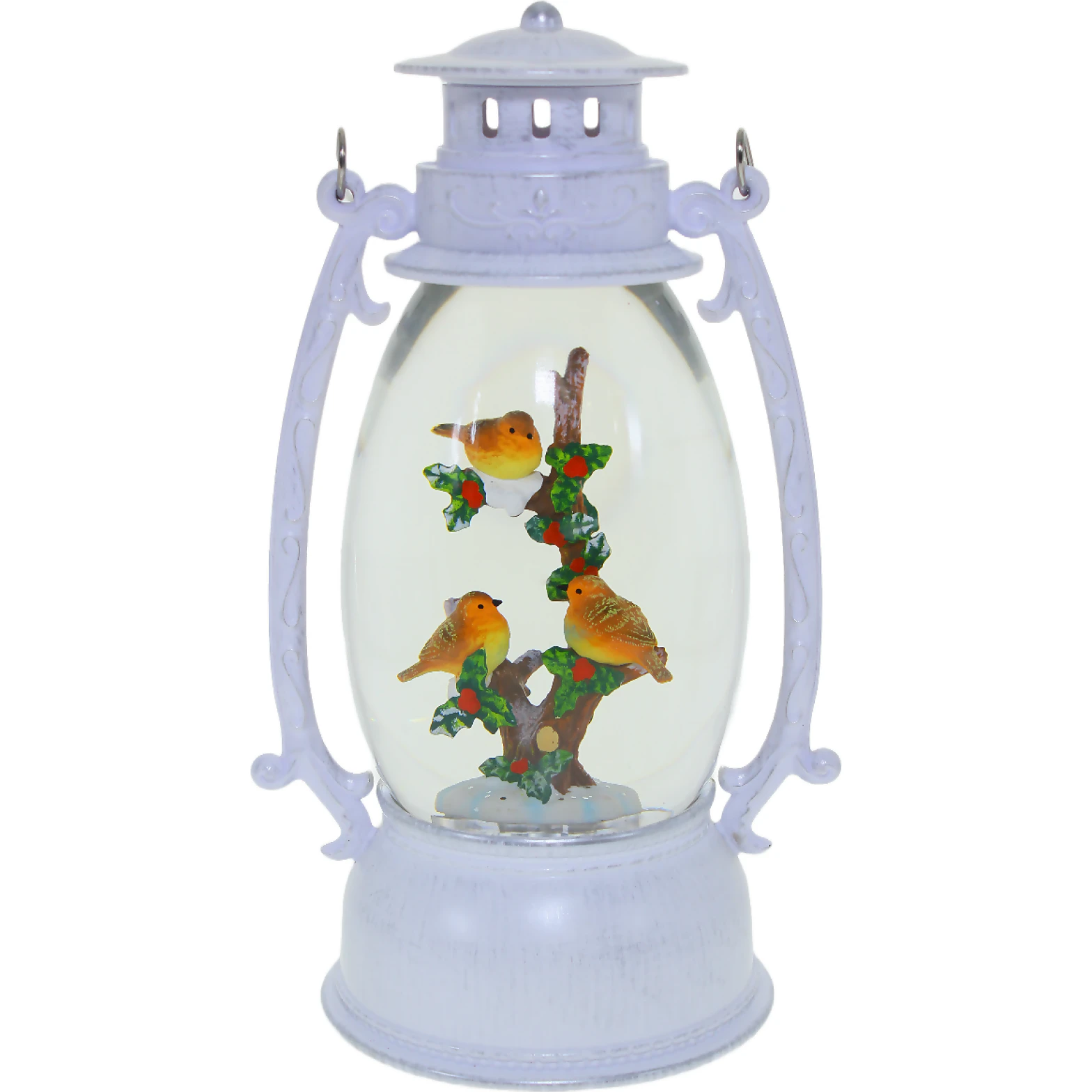 Cotton Candy - White Xmas Lantern - Birds In Snowy Tree