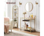 Gold Bar Serving Wine Cart With Wheels And Wine Bottle Holders Wine Rack Mirrored Glass