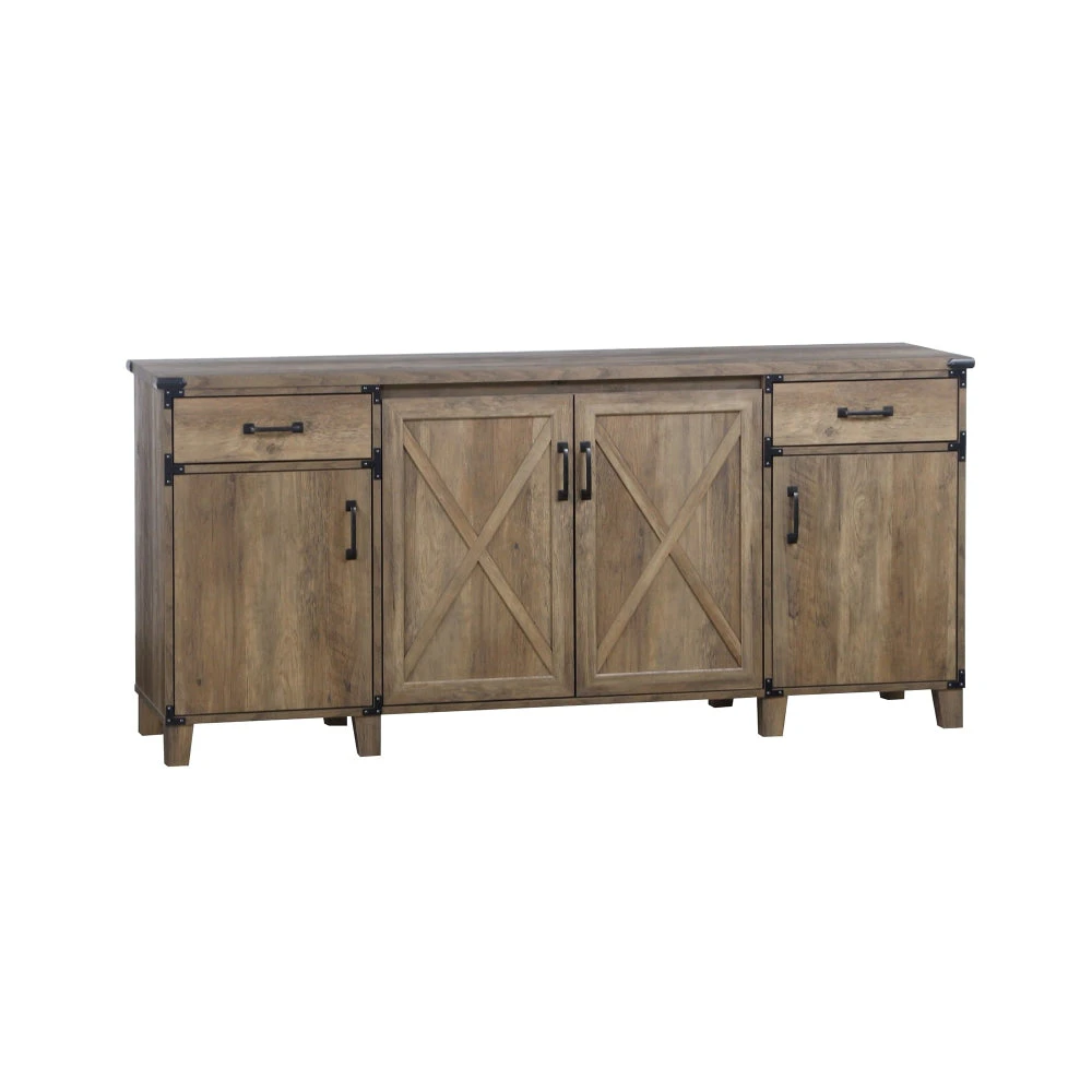 Maestro Furniture Cairo Credenza Office Storage Cabinet Sideboard W/ Doors - Rustic Oak