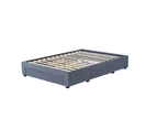 Design Square Designer Fabric Bed Frame Platform Base Double Size W/ 3-Drawers - Dark Grey