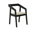 Set Of 2 Nico Fabric Wooden Kitchen Dining Chair Armchair - Black & Beige