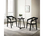 Set Of 2 Nico Fabric Wooden Kitchen Dining Chair Armchair - Black & Beige