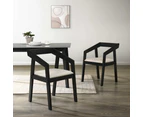 Set Of 2 Nico Fabric Wooden Kitchen Dining Chair Armchair - Black & Beige