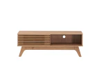 Design Square Camille Wooden Lowline Entertainment Unit TV Stand 120cm W/ 1-Door - Oak