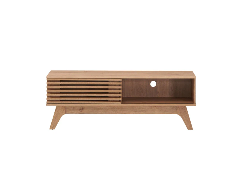 Design Square Camille Wooden Lowline Entertainment Unit TV Stand 120cm W/ 1-Door - Oak