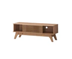 Design Square Camille Wooden Lowline Entertainment Unit TV Stand 120cm W/ 1-Door - Oak