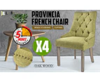 La Bella 4 Set Green French Provincial Dining Chair Amour Oak Leg