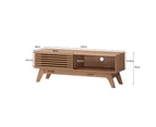 Design Square Camille Wooden Lowline Entertainment Unit TV Stand 120cm W/ 1-Door - Oak