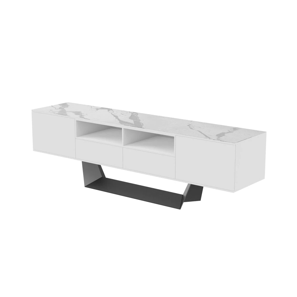 Raimon Furniture Arianna Modern Lowline Entertainment Unit TV Stand 200cm Ceramic - Marmo / White