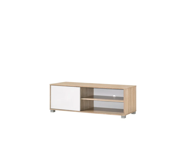 Design Square Aubree Compact TV Stand Entertainment Unit W/ 1-Door 120cm - Oak.White