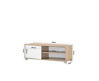 Design Square Aubree Compact TV Stand Entertainment Unit W/ 1-Door 120cm - Oak.White