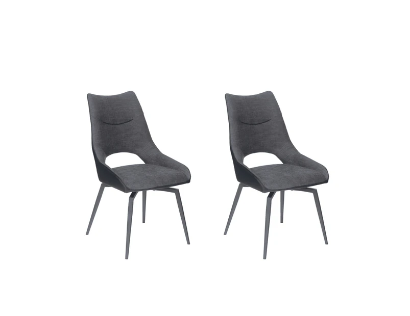 Raimon Furniture Set Of 2 Casey Rotation Eco Leather Kitchen Dining Side Chair Metal Frame Grey