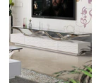 Our Home Marie Luxury Lowline Tempered Glass Wooden TV Stand Entertainment Unit 200cm - White