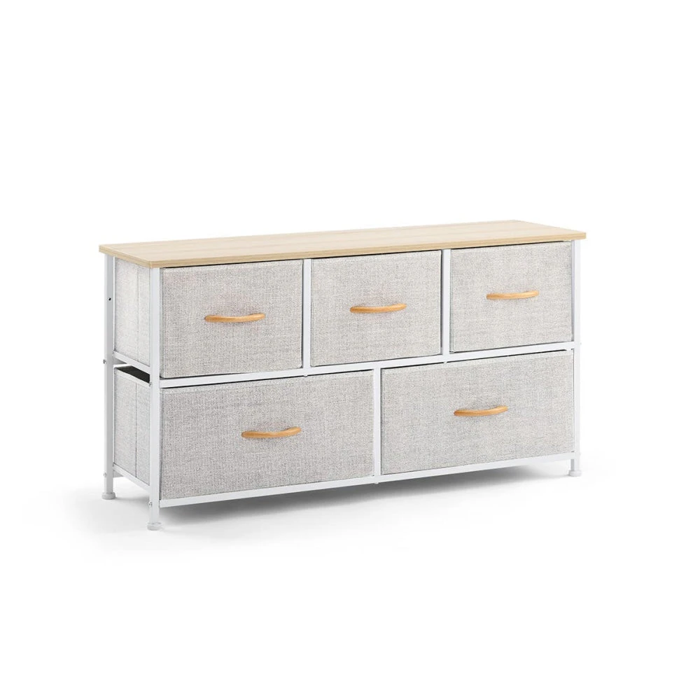 Chest of 5-Drawers Dresser Storage Cabinet - Grey