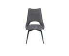 Raimon Furniture Set Of 2 Casey Rotation Eco Leather Kitchen Dining Side Chair Metal Frame Grey