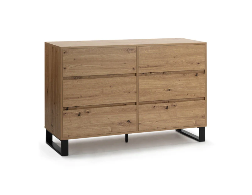 Design Square Boris Wooden Chest Of Drawers Dresser Storage Cabinet - Oak/Black