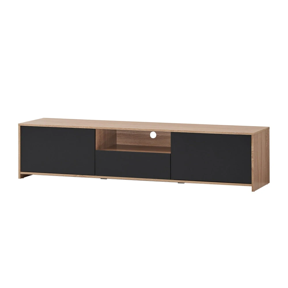 Design Square Londyn TV Stand Entertainment Unit W/ 2-Doors 1-Drawer - Oak/Black