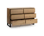 Design Square Boris Wooden Chest Of Drawers Dresser Storage Cabinet - Oak/Black