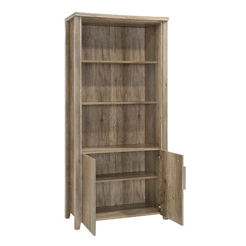 Celo 3-Tier Bookcase Display Shelf Storage Cabinet W/ 2-Doors - Oak