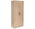 Nova 2-Door Multi-Purpose Broom Cleaning Cupboard Storage Cabinet - Light Sonoma Oak