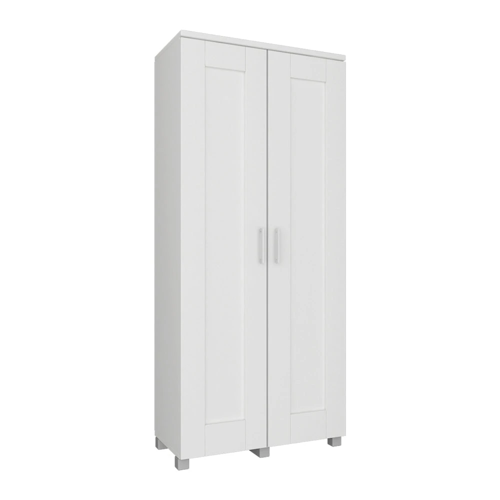 Nova Multi-Purpose 2-Door Broom Cupboard Storage Cabinet - White