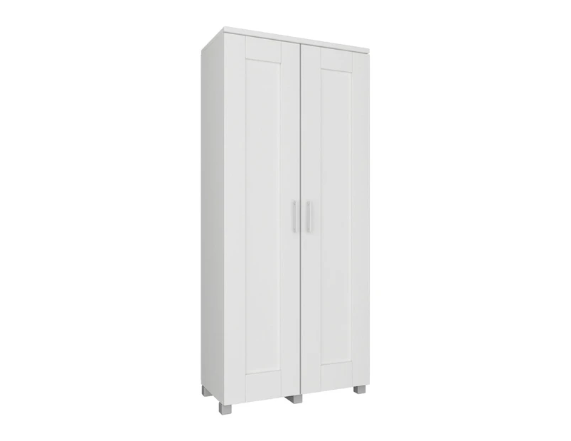 Nova Multi-Purpose 2-Door Broom Cupboard Storage Cabinet - White