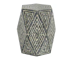 Alora Oblique Shell Wooden Geometric Stool Side Table