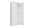 Nova Multi-Purpose 2-Door Broom Cupboard Storage Cabinet - White