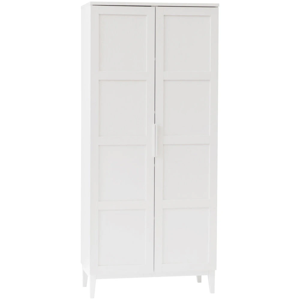 Stanley Modern Classic Multipurpose Cupboard Storage Cabinet W/ 2-Door 5-Tier - White