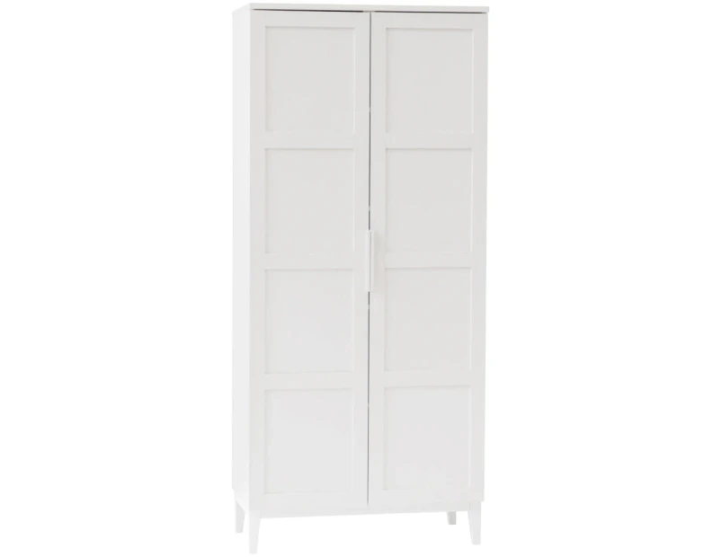 Stanley Modern Classic Multipurpose Cupboard Storage Cabinet W/ 2-Door 5-Tier - White