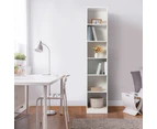 Design Square Keto Modern 6-Tier Wooden Bookcase Display Shelf Narrow - White