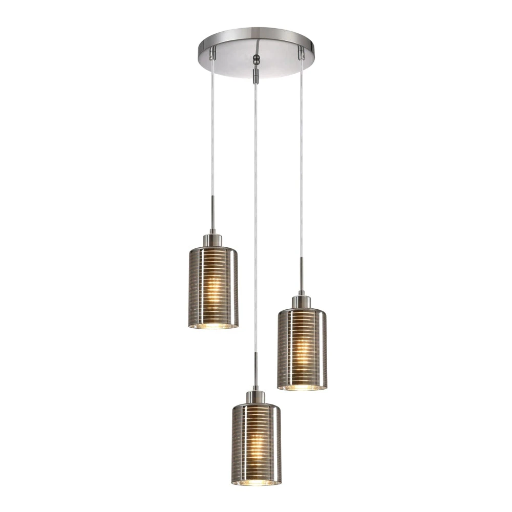 ESPEJO Pendant Lamp Light Interior ES x 3 72W Chrome Glass Oblong Round Base