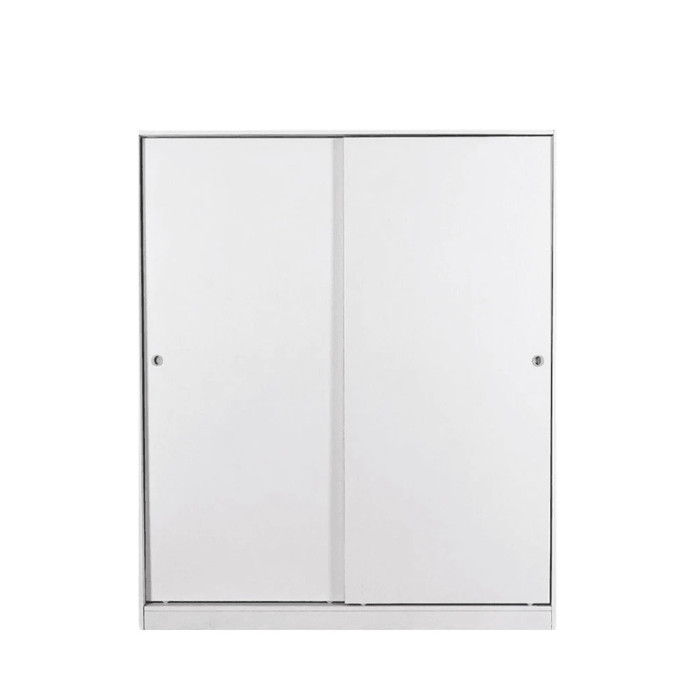 Design Square Multi-Purpose Built-In Modular Sliding Door Wardrobe Closet Clothes Storage - White