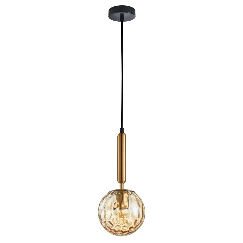 TRATTINO Pendant Lamp Light Interior ES 72W Bronze Amber Spherical Glass Enclosed