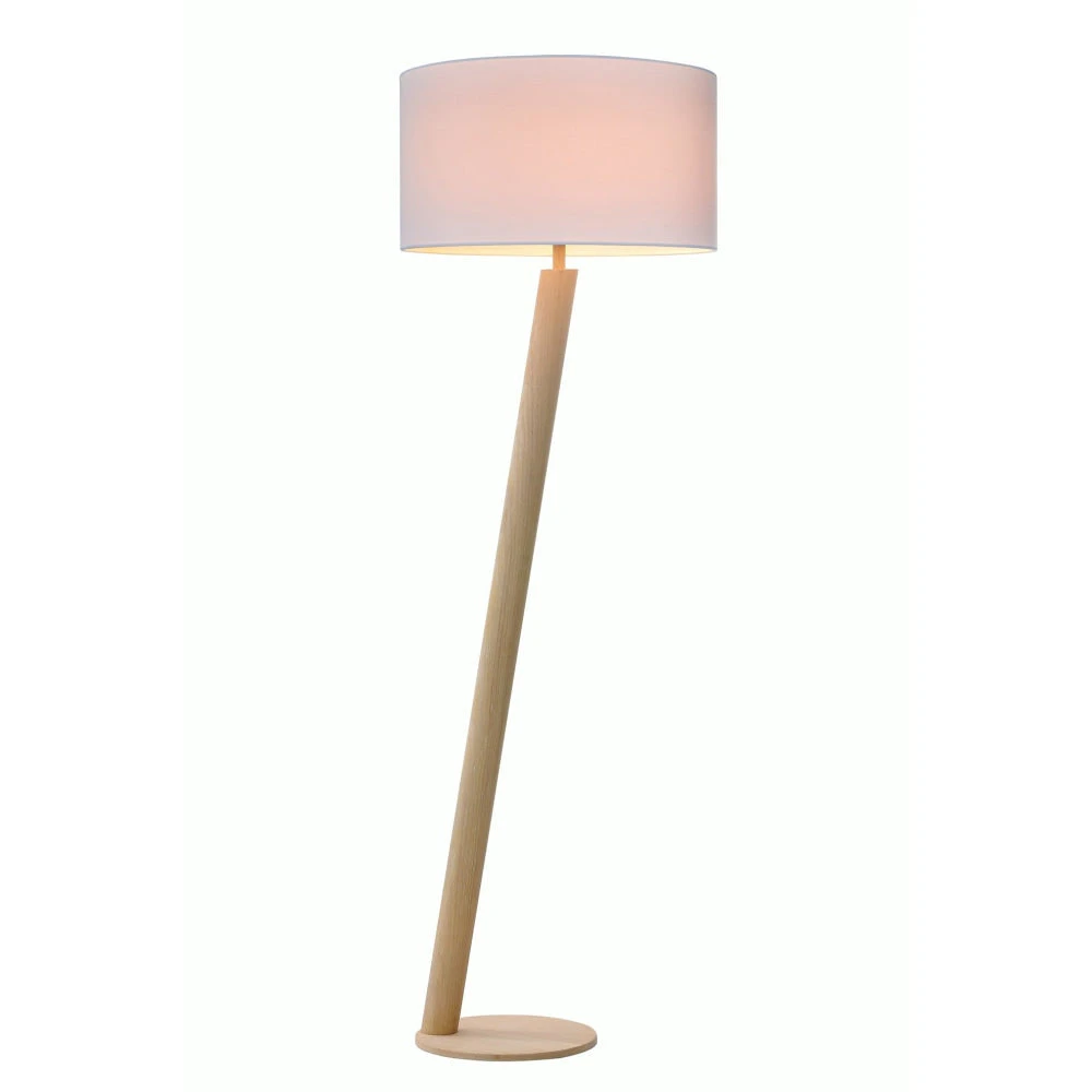 Shera Classic Modern Metal Stand Floor Lamp Light Drum Shape Fabric and Paper Veneer Shade - Wood