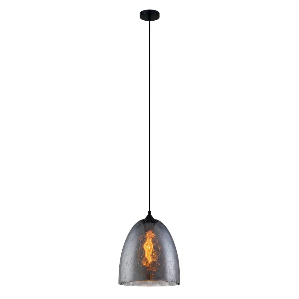 CHUVA Pendant Lamp Light Interior ES Smoke Black Glass Ellipse with Raindrop OD250mm