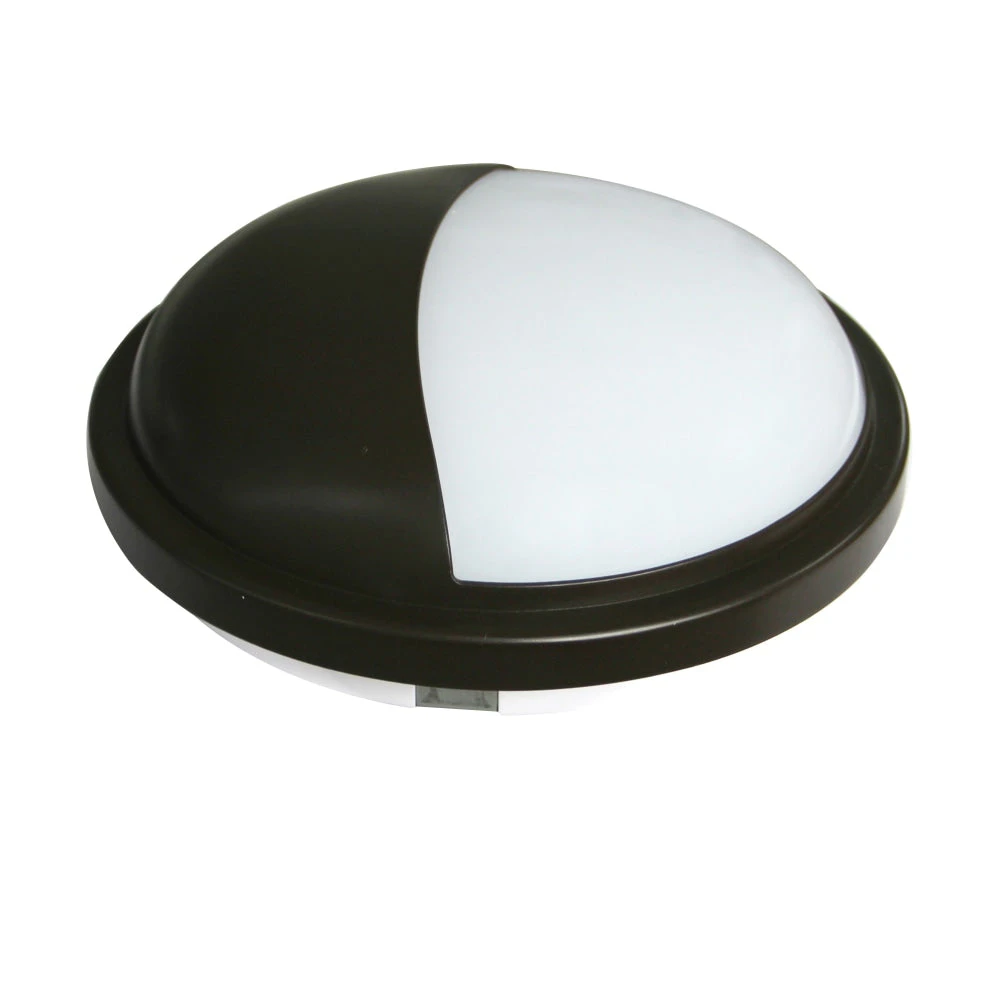 Bulkhead Wall Light Lamp 20W Round Black 3000K IP65 OD225mm Eyelid 1600LM