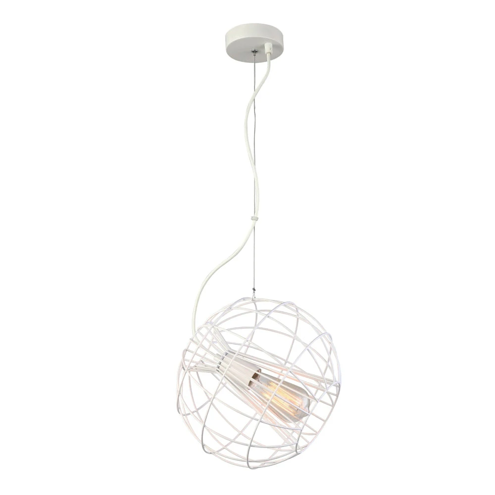 SENTINAL Pendant Lamp Light Interior ES Matte White Round Cage OD280mm