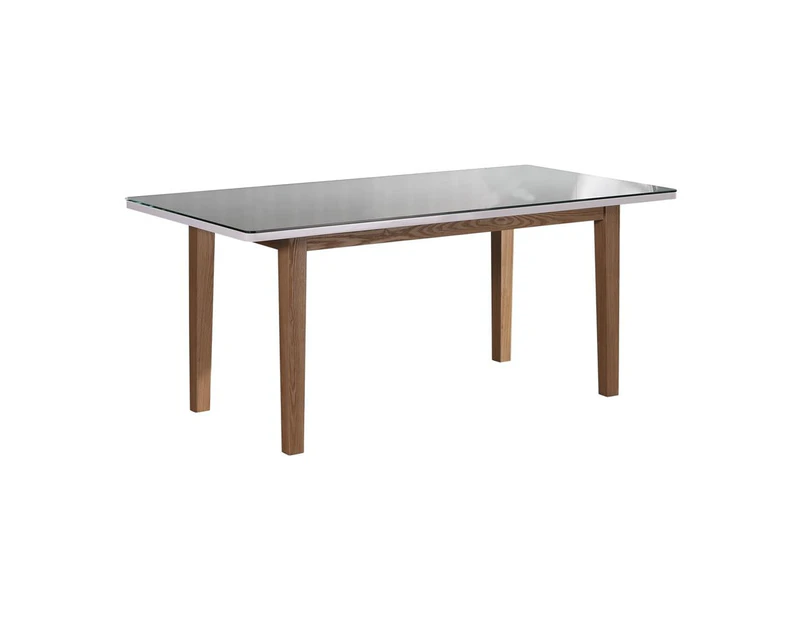 Dining Table White Top High Glossy Wooden Base