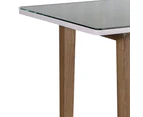 Dining Table White Top High Glossy Wooden Base