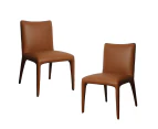 Raimon Furniture Set Of 2 Ludo Modern Eco Leather Kitchen Dining Chair - Tan