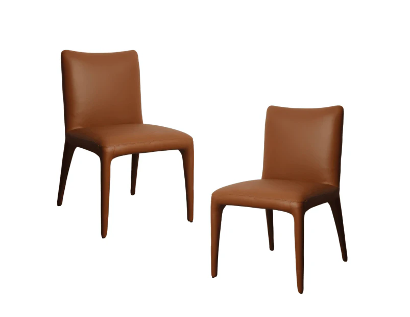 Raimon Furniture Set Of 2 Ludo Modern Eco Leather Kitchen Dining Chair - Tan