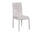 2x Steel Frame White Leatherette Medium High Backrest Dining Chairs with Wooden legs